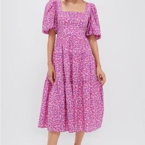 Hyacinth House Floral Pink Midi Dress